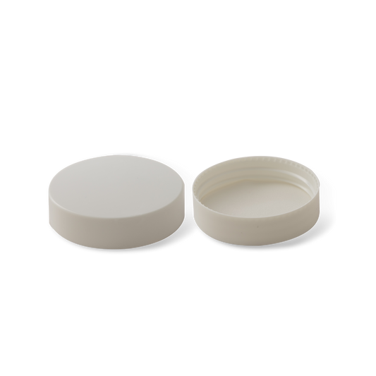 53-400 White PP Smooth Skirt Lid With PE Liner - 24 Pack