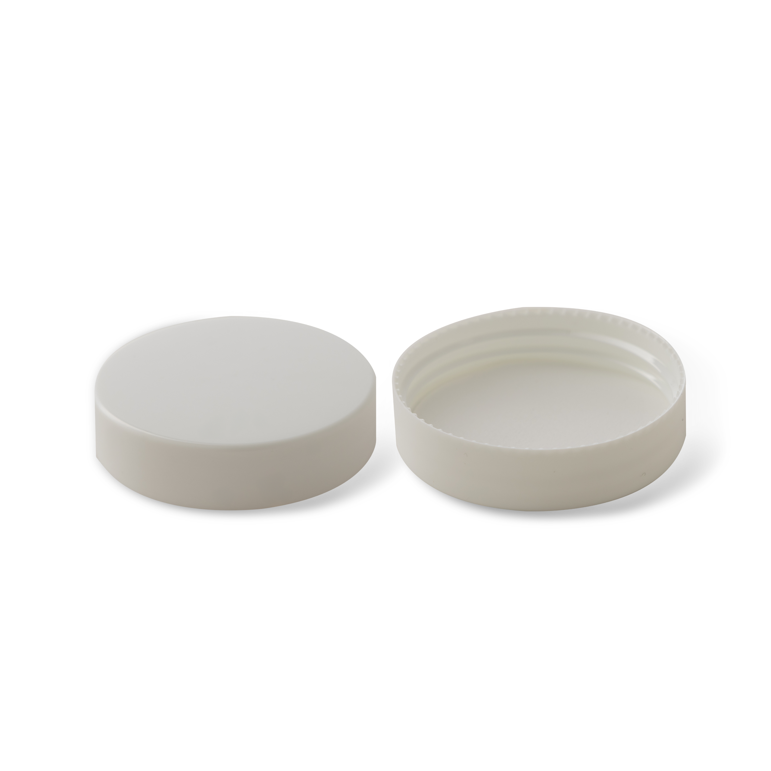 58-400 White PP Smooth Skirt Lid With PE Liner - 24 Pack