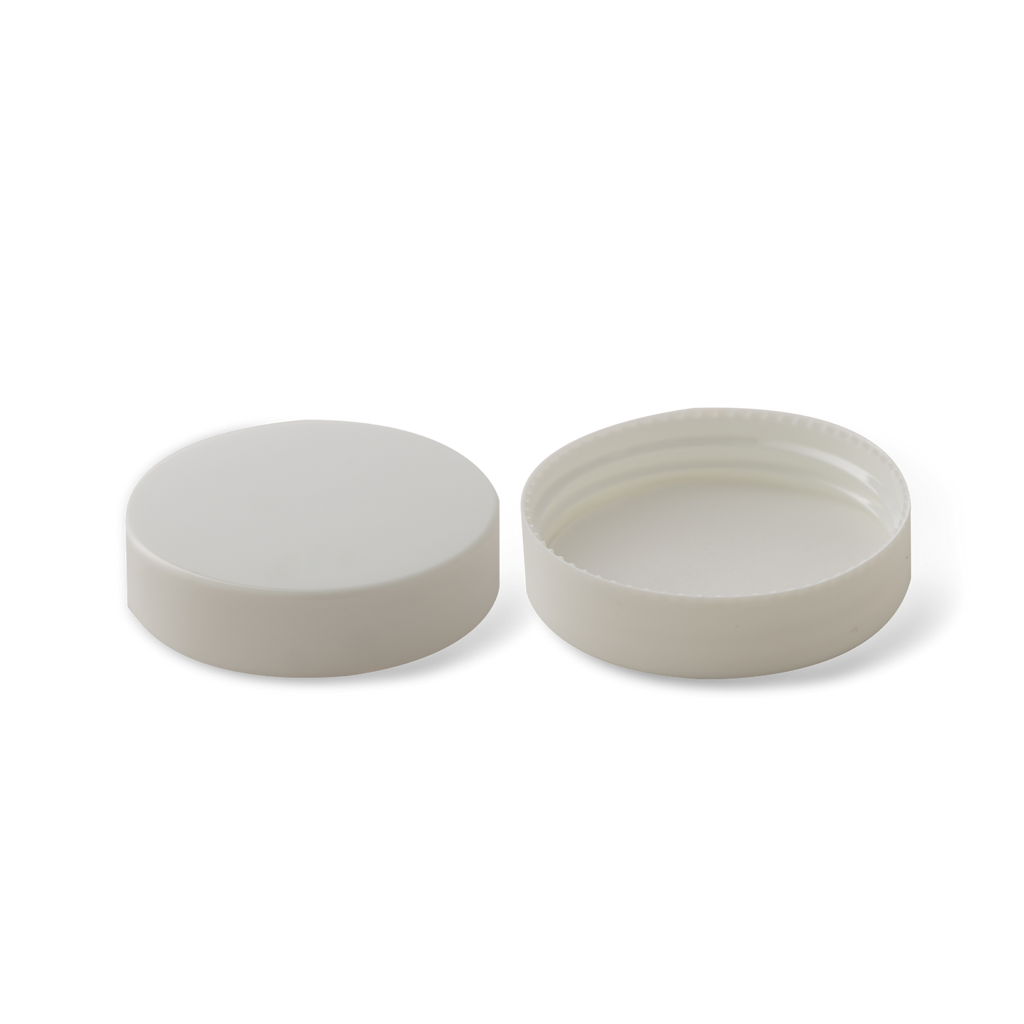 58-400 White PP Smooth Skirt Lid With PE Liner - 24 Pack