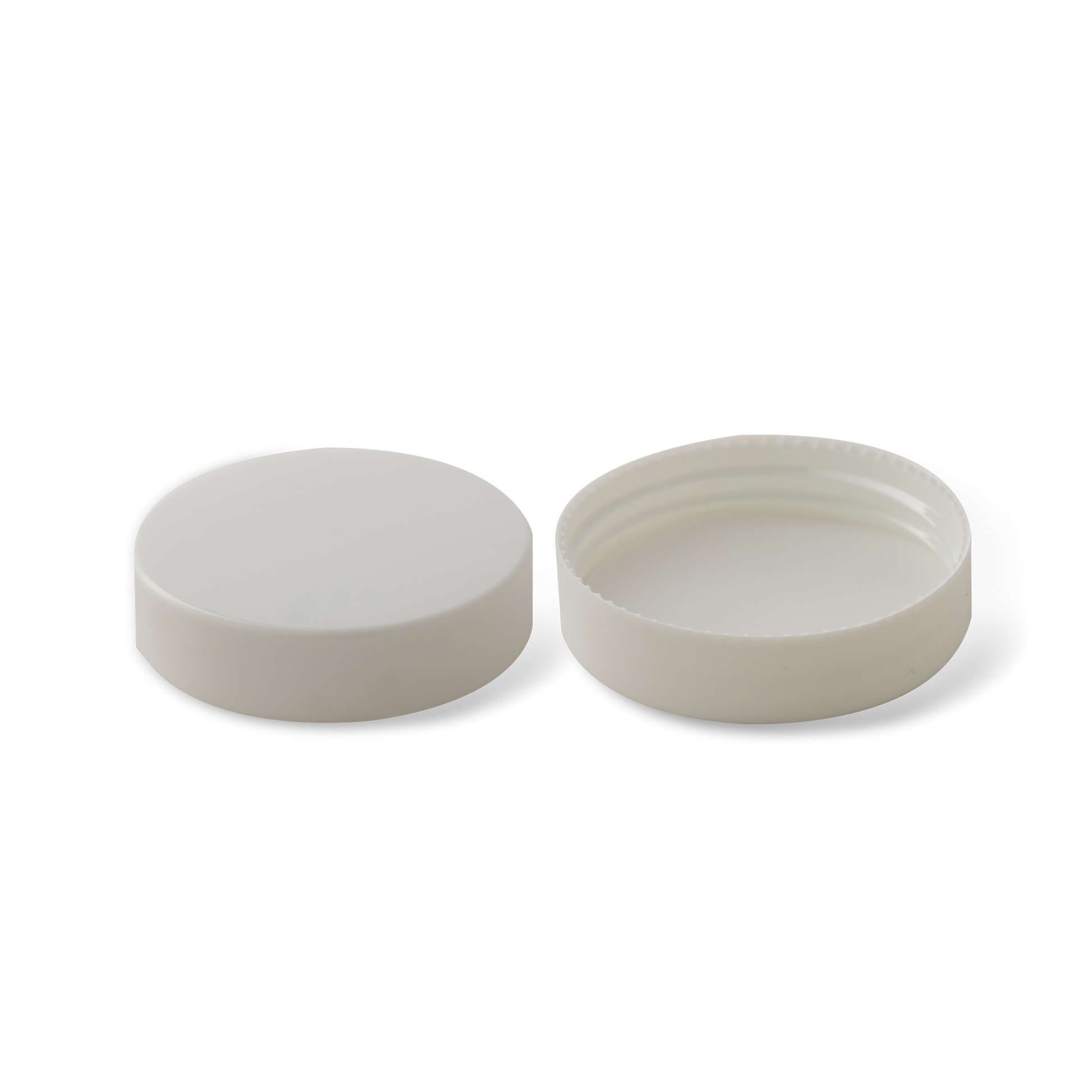 58-400 White PP Smooth Skirt Lid With PE Liner - 24 Pack