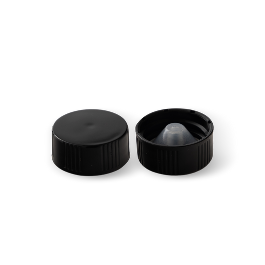 22-400 Black PP Cap with Polycone Liner - 12 Pack
