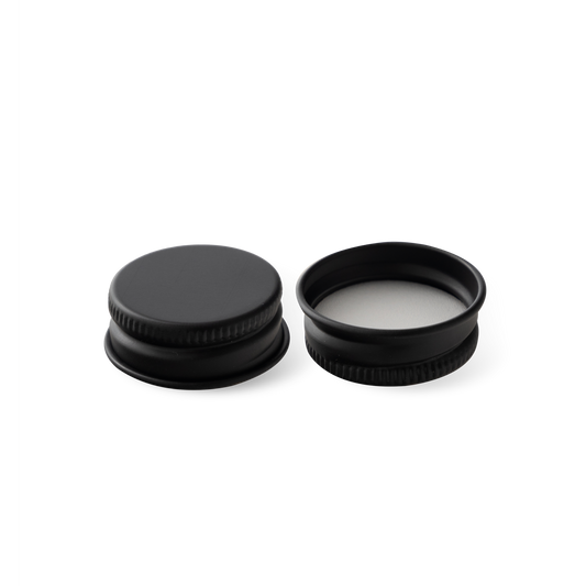 28-400 Black Aluminum Cap with PE Liner - 6 Pack