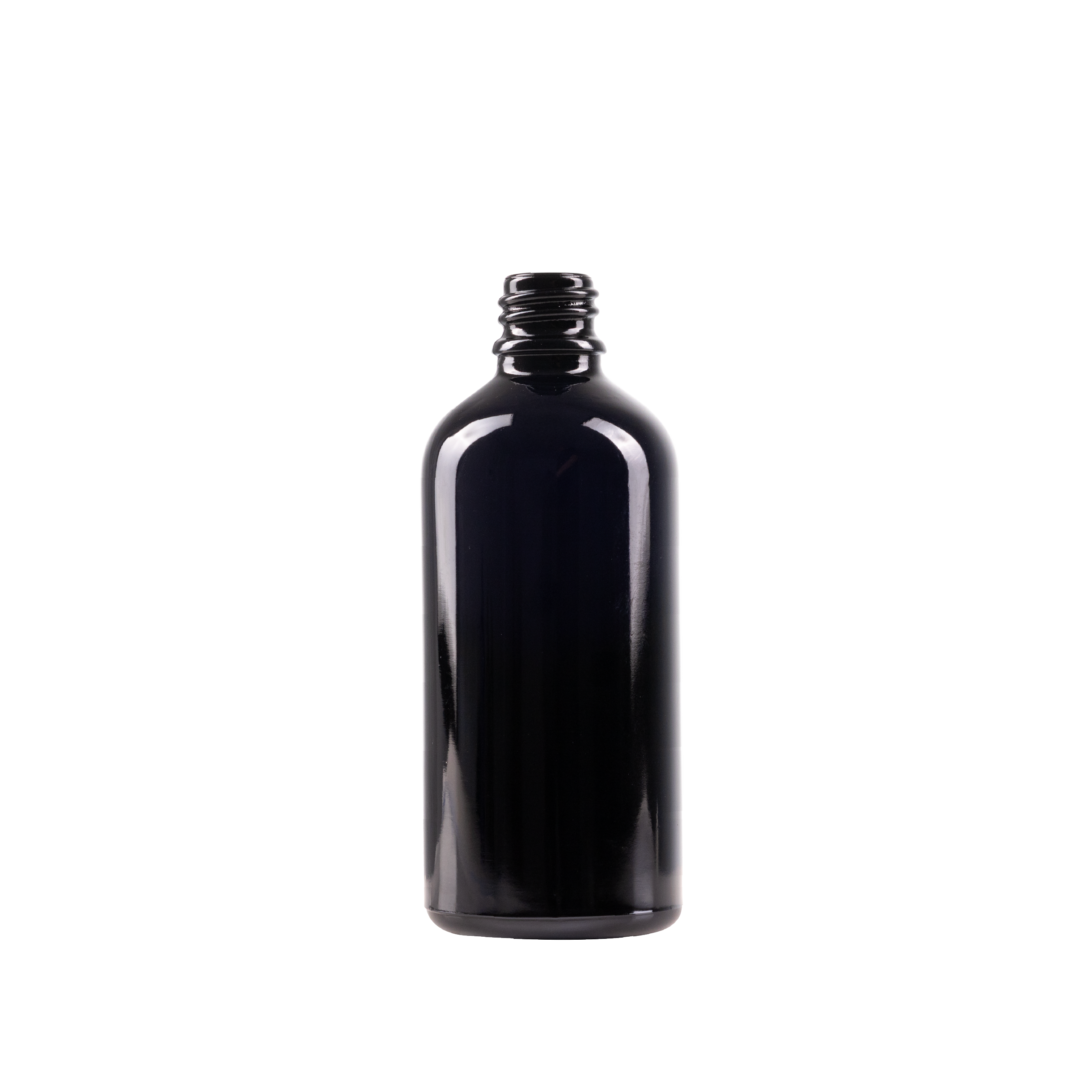 100 ml Black UV Glass Euro Bottle DIN 18 Neck Finish