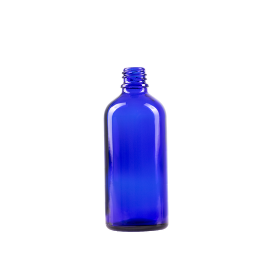 100 ml Blue Glass Euro Bottle DIN 18 Neck Finish