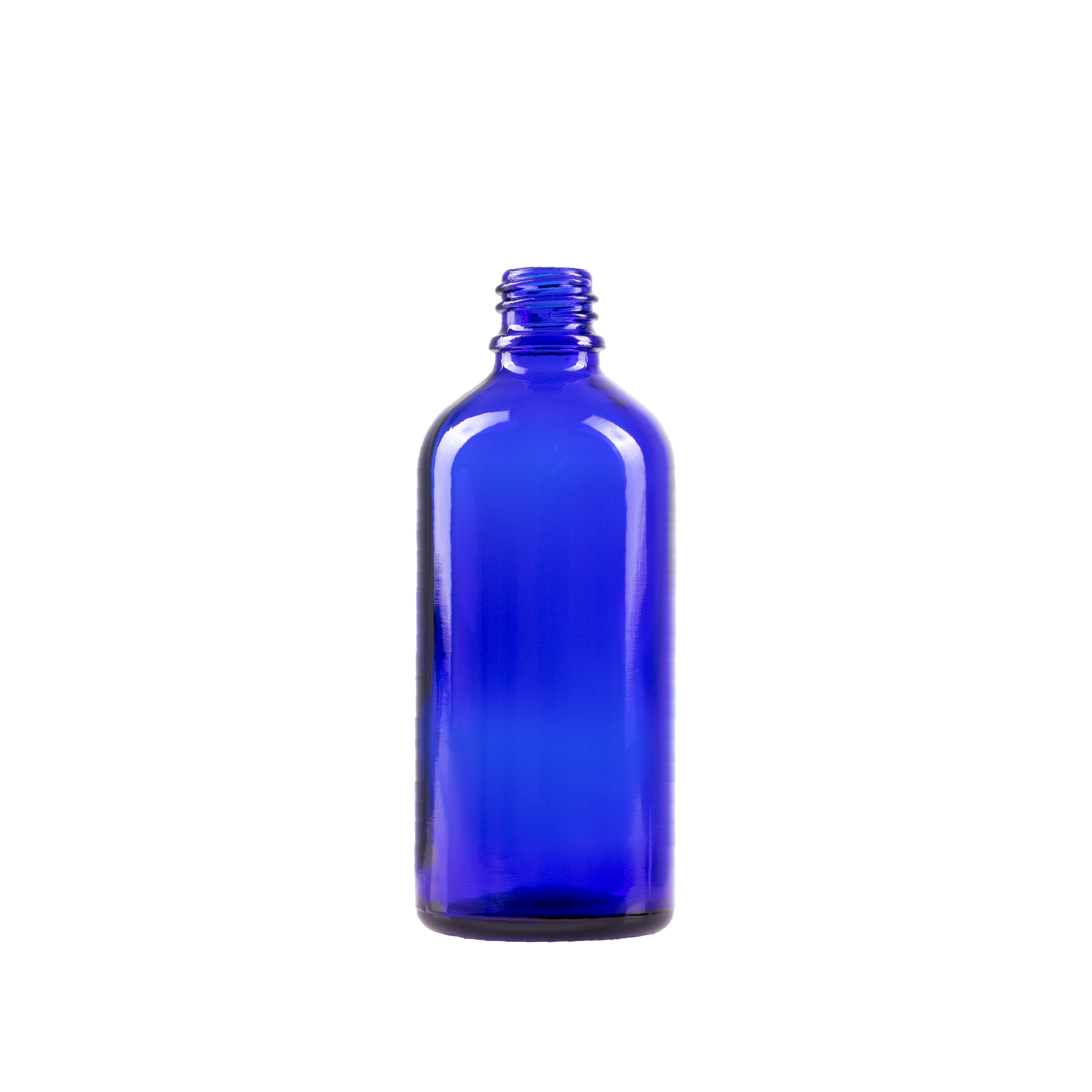 100 ml Blue Glass Euro Bottle DIN 18 Neck Finish
