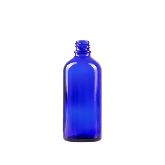 100 ml Blue Glass Euro Bottle DIN 18 Neck Finish