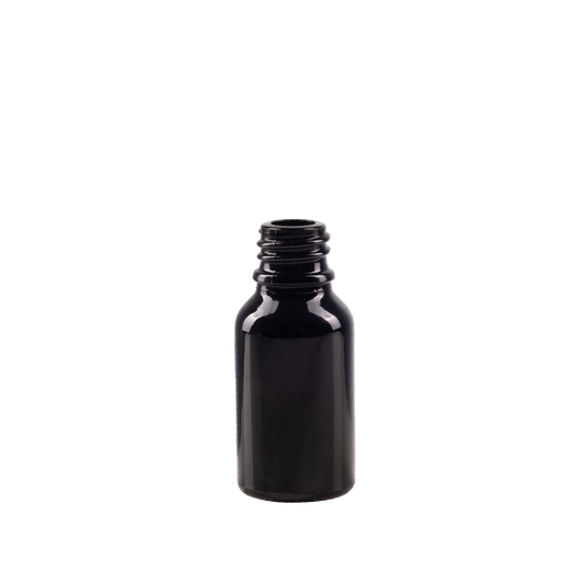 15 ml Black UV Glass Euro Bottle DIN 18 Neck Finish
