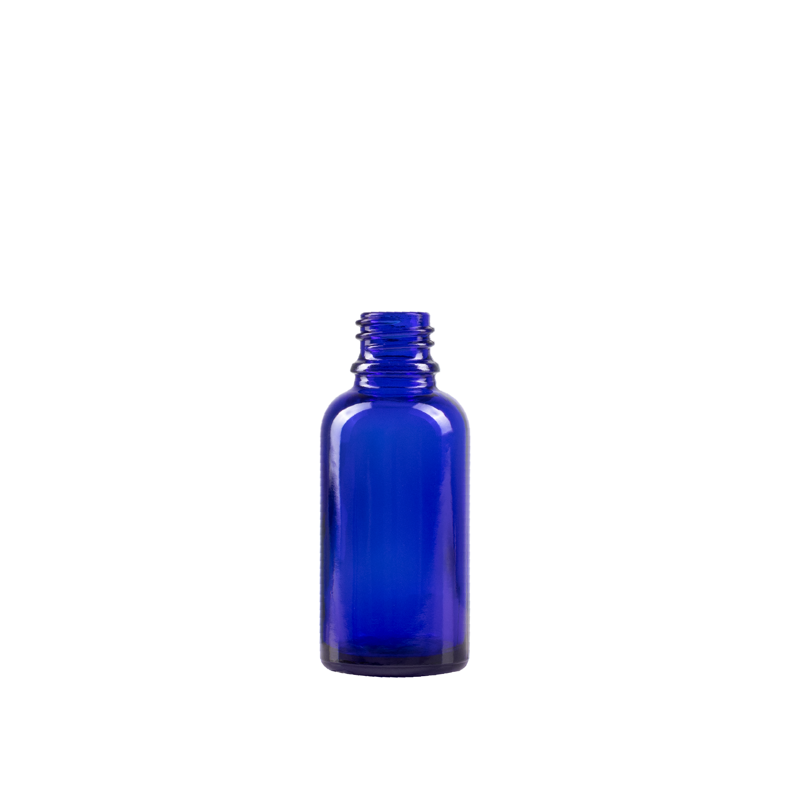 30 ml Blue Glass Euro Bottle DIN 18 Neck Finish