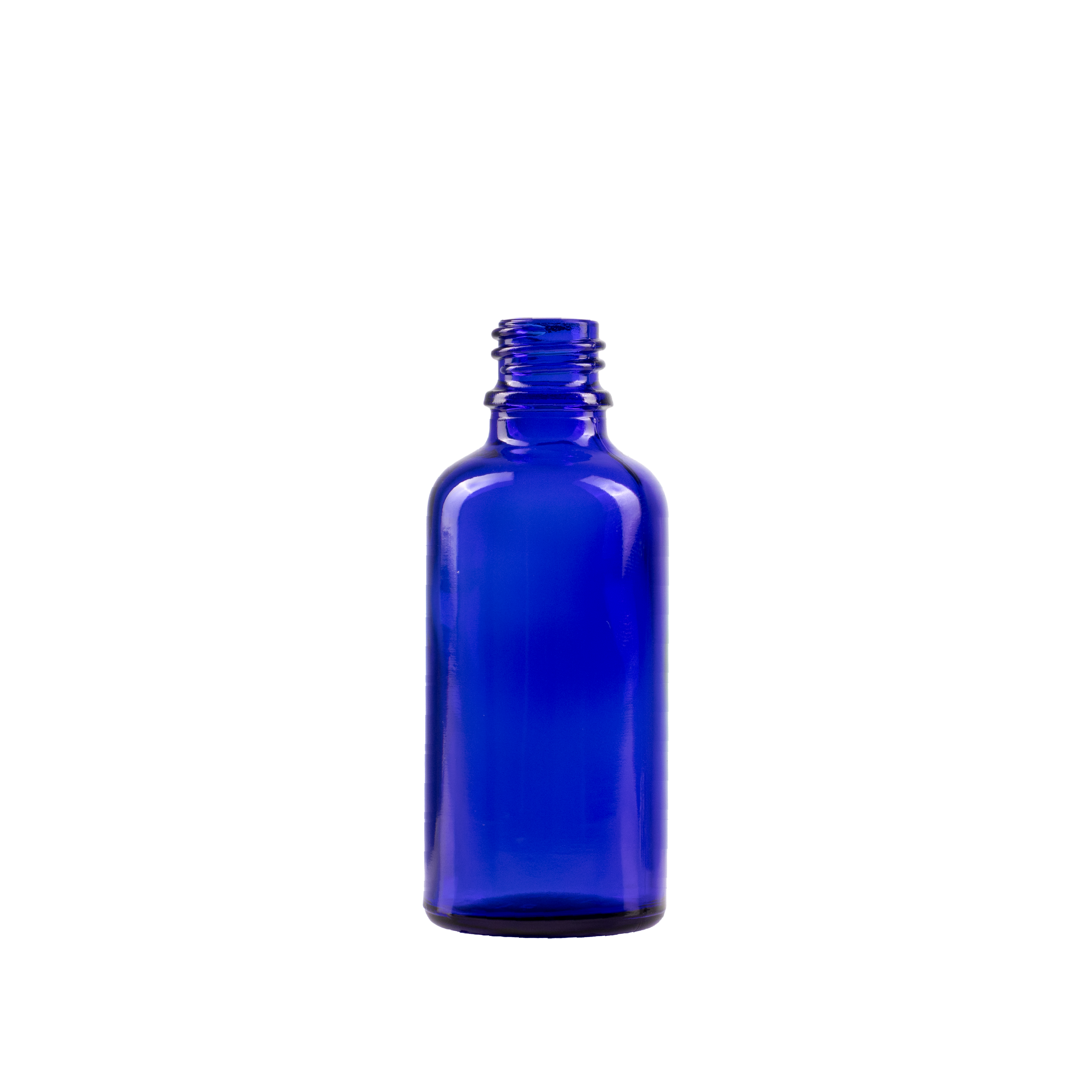 50 ml Blue Glass Euro Bottle DIN 18 Neck Finish