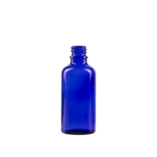 50 ml Blue Glass Euro Bottle DIN 18 Neck Finish