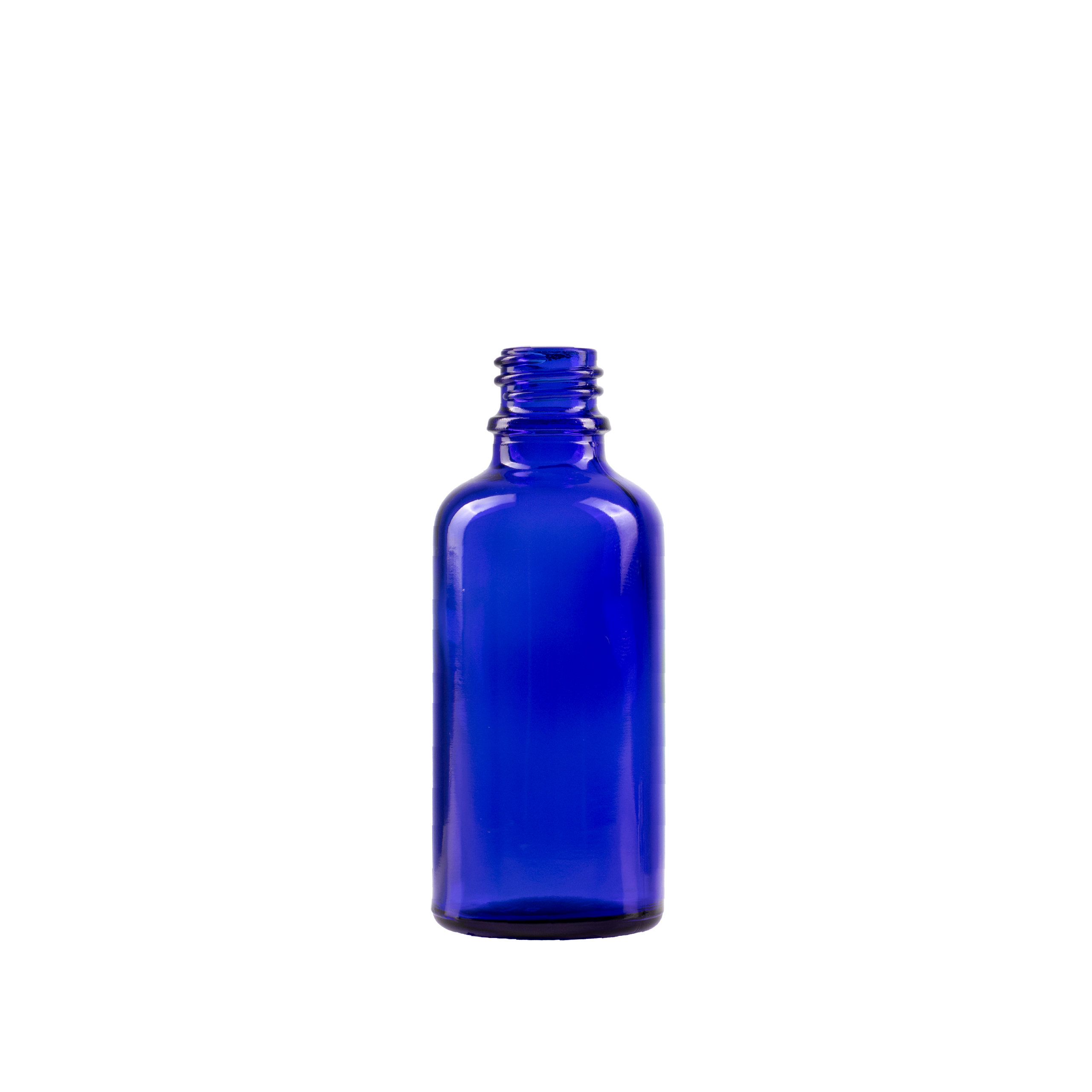 50 ml Blue Glass Euro Bottle DIN 18 Neck Finish
