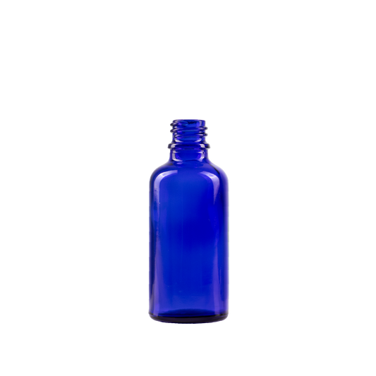 50 ml Blue Glass Euro Bottle DIN 18 Neck Finish
