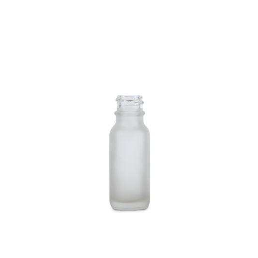 0.5 oz Clear Frosted Glass Boston Round Bottle 18-400 Neck Finish