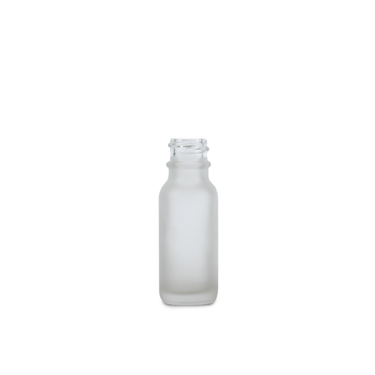 0.5 oz Clear Frosted Glass Boston Round Bottle 18-400 Neck Finish - 24 Pack