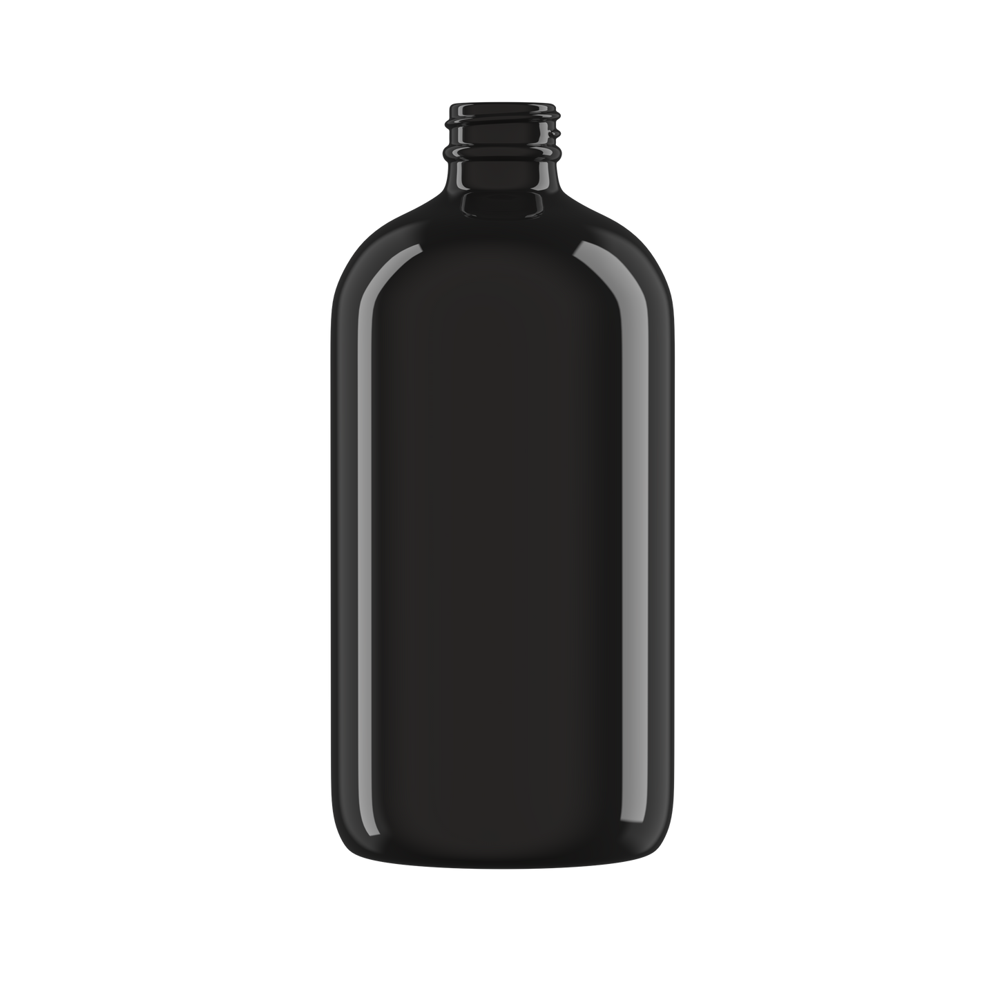 32 oz Black UV Glass Boston Round Bottle 28-400 Neck Finish - Sample