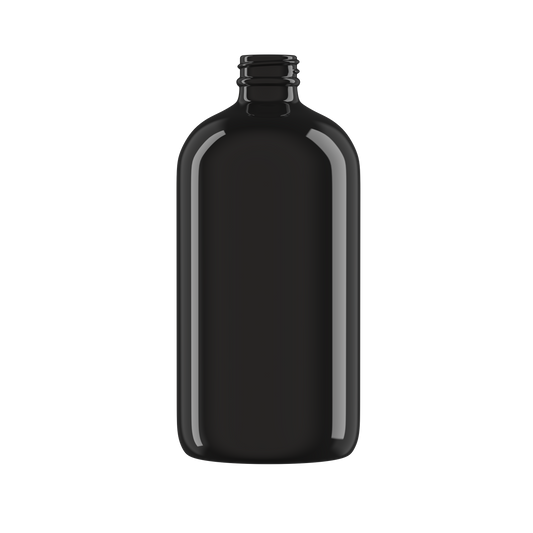 32 oz Black UV Glass Boston Round Bottle 28-400 Neck Finish