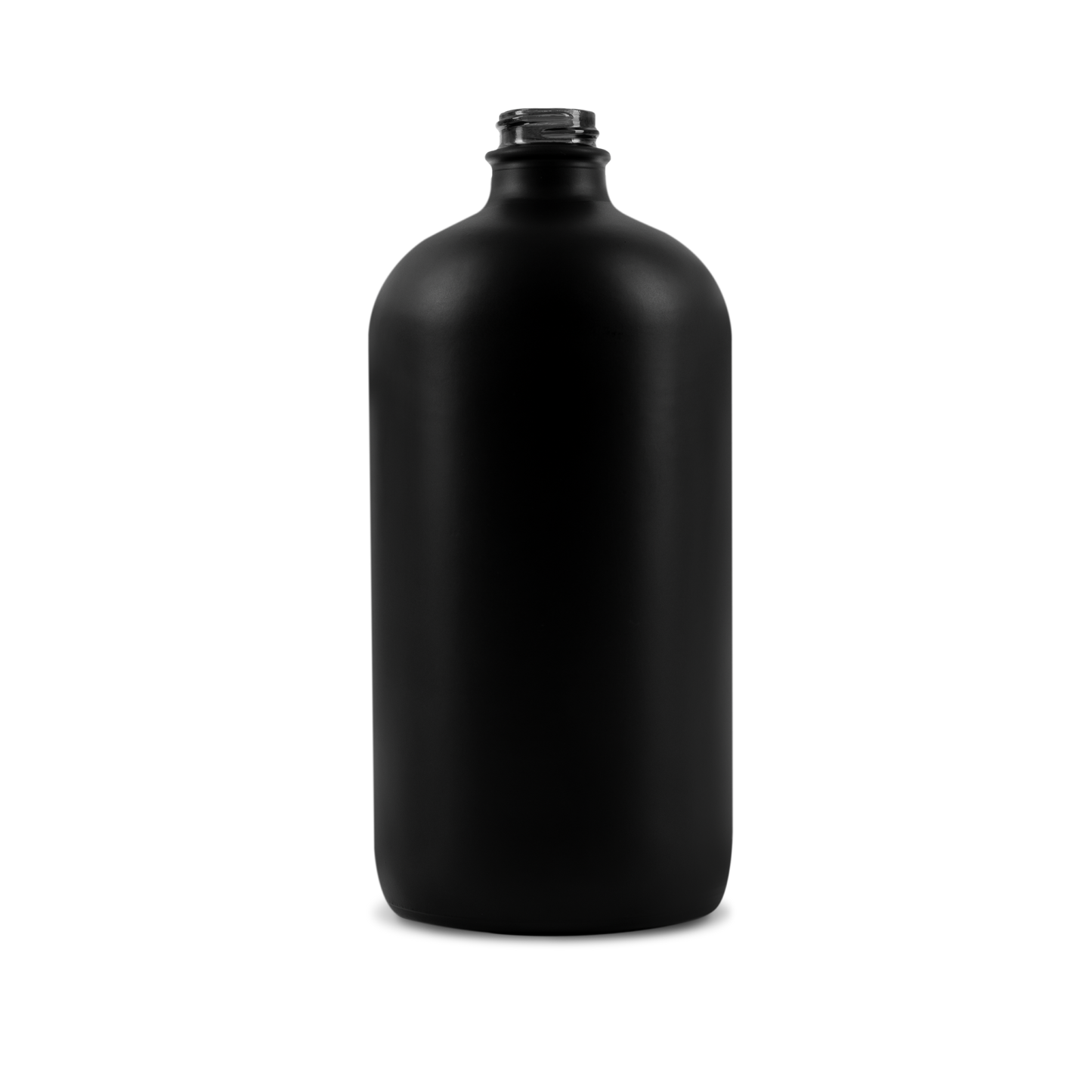 32 oz Black Frosted Glass Boston Round Bottle 28-400 Neck Finish - Sample