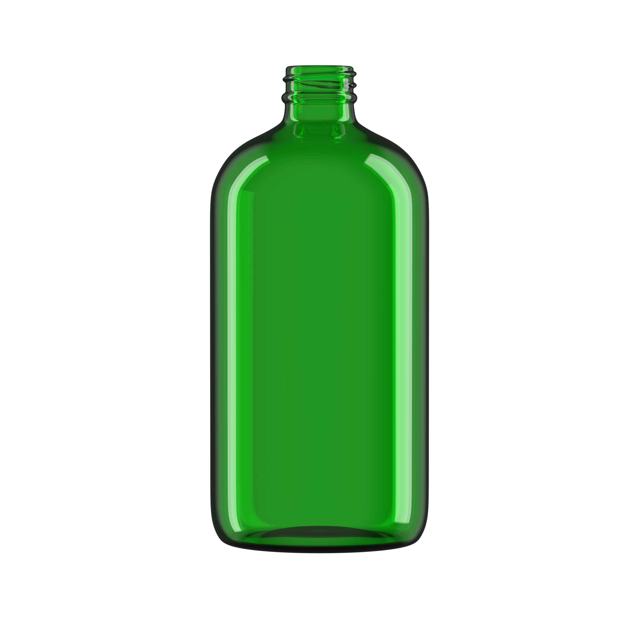 32 oz Green Glass Boston Round Bottle 28-400 Neck Finish