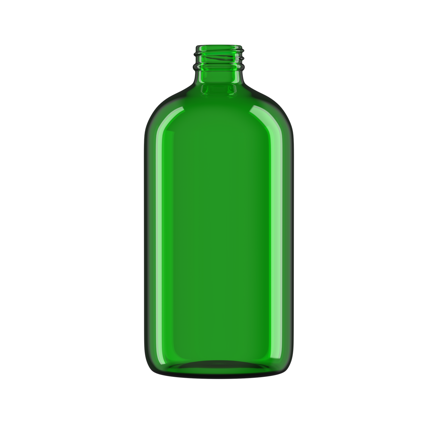 32 oz Green Glass Boston Round Bottle 28-400 Neck Finish