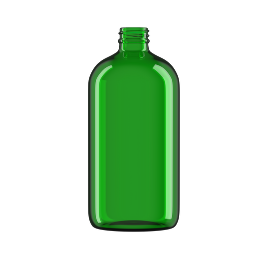 32 oz Green Glass Boston Round Bottle 28-400 Neck Finish