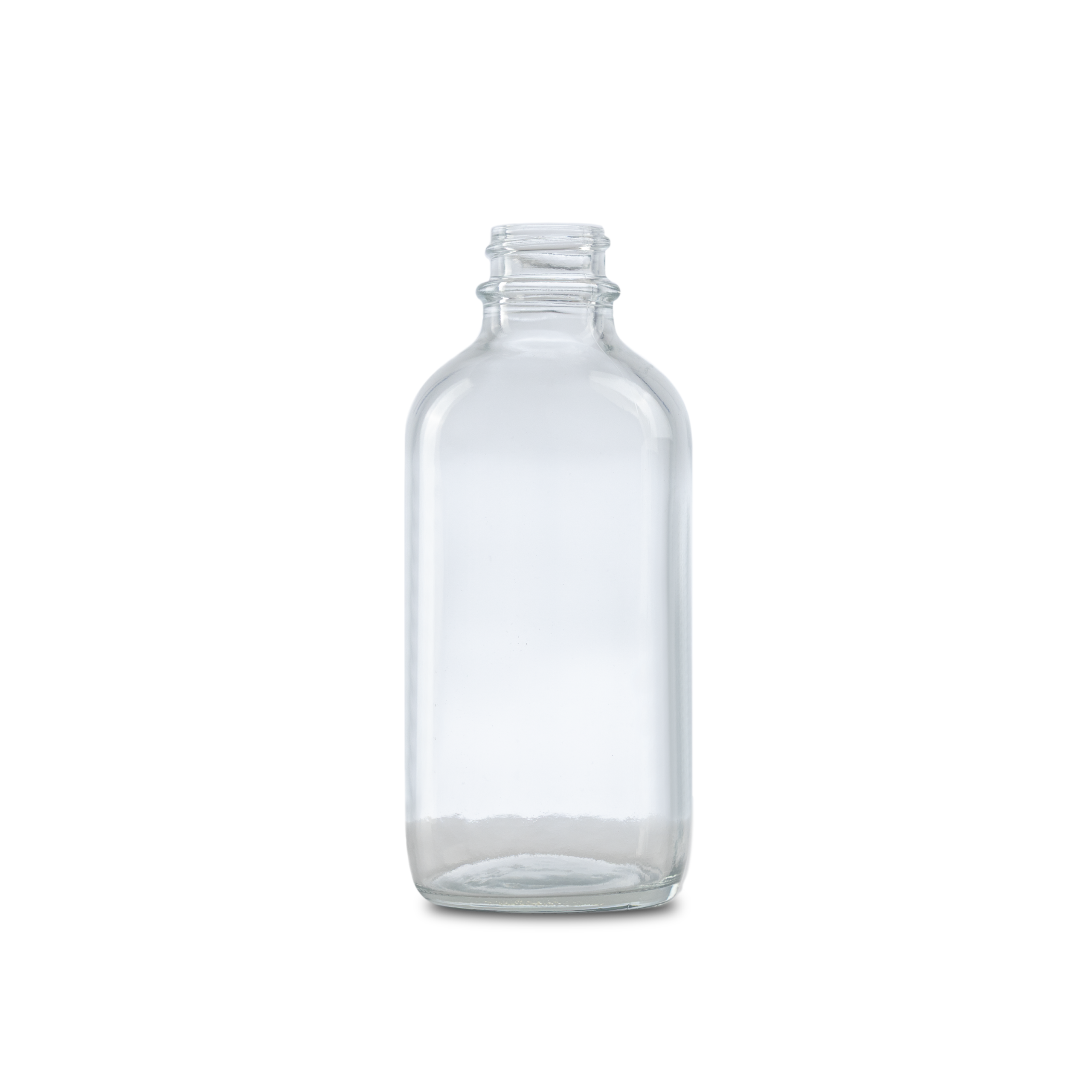 4 oz Clear Glass Boston Round Bottle 22-400 Neck Finish
