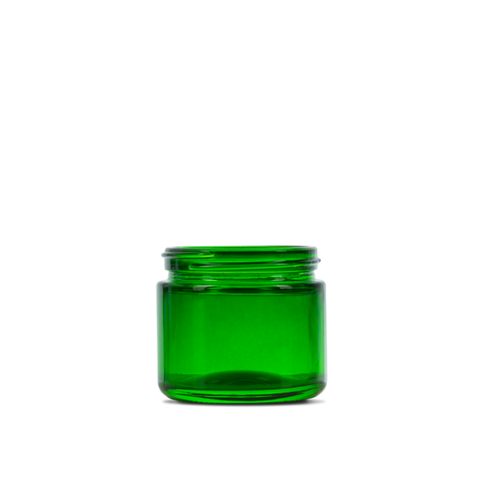 2 oz Green Glass Straight-Sided Round Jar 53-400 Neck Finish