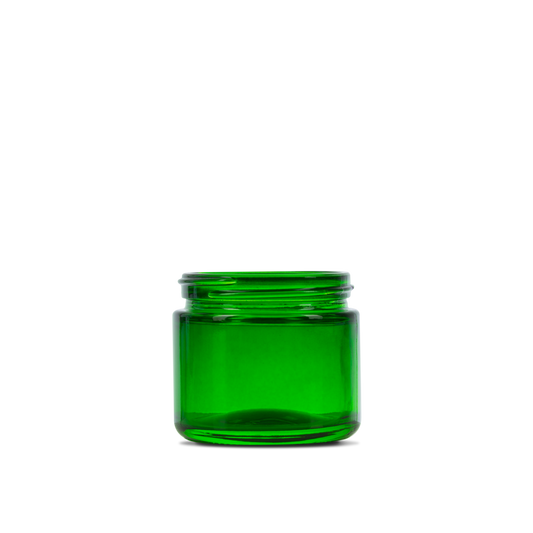 2 oz Green Glass Straight-Sided Round Jar 53-400 Neck Finish - 24 Pack