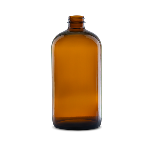 32 oz Amber Glass Boston Round Bottle 33-400 Neck Finish - Sample