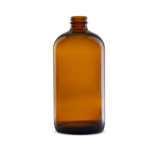 32 oz Amber Glass Boston Round Bottle 33-400 Neck Finish