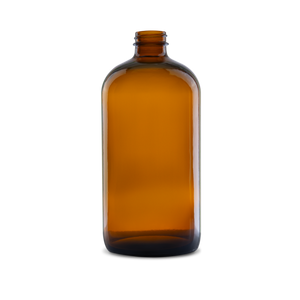 32 oz Amber Glass Boston Round Bottle 28-400 Neck Finish