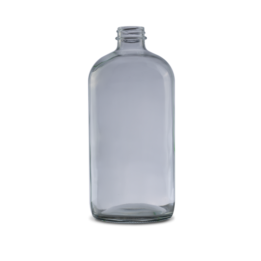 32 oz Clear Glass Boston Round Bottle 28-400 Neck Finish