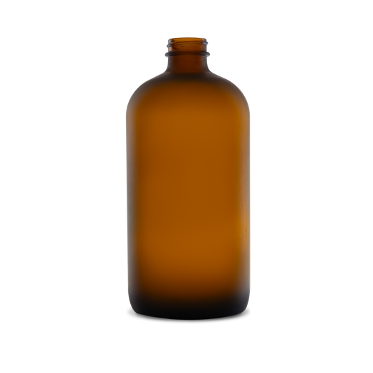 32 oz Amber Frosted Glass Boston Round Bottle 28-400 Neck Finish - Sample