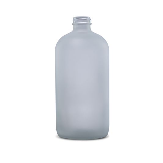 32 oz Clear Frosted Glass Boston Round Bottle 28-400 Neck Finish