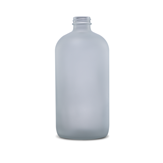 32 oz Clear Frosted Glass Boston Round Bottle 28-400 Neck Finish - Sample