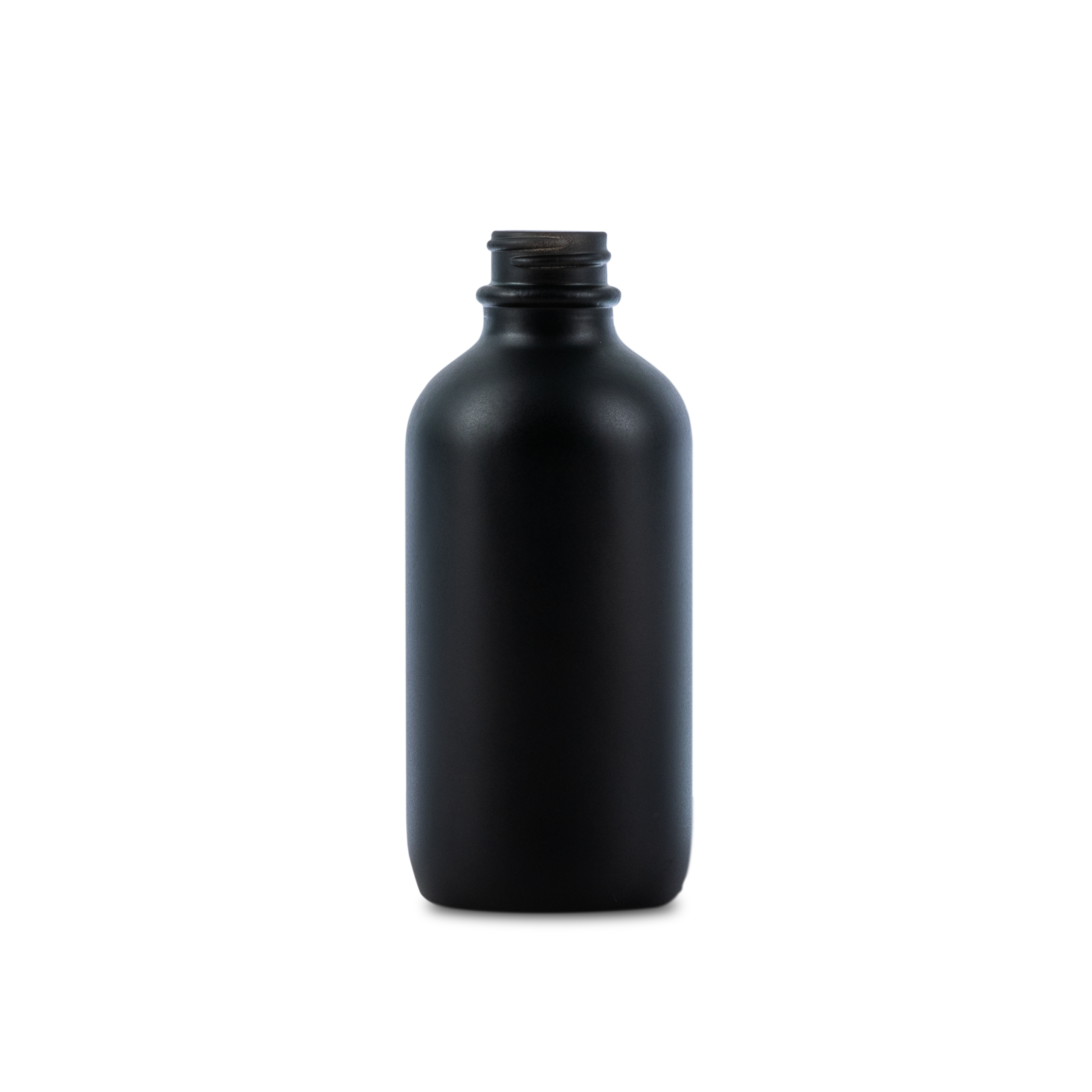 4 oz Black Frosted Glass Boston Round Bottle 22-400 Neck Finish - Sample