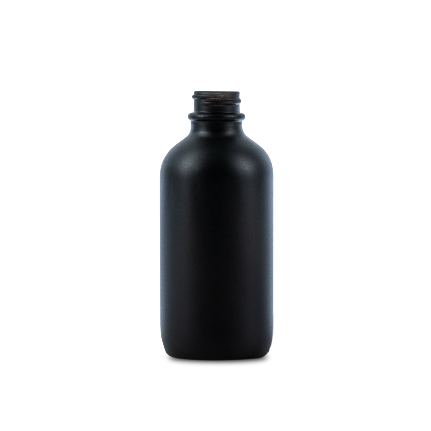 4 oz Black Frosted Glass Boston Round Bottle 22-400 Neck Finish - Sample