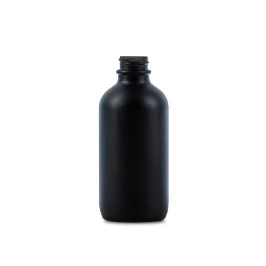 4 oz Black Frosted Glass Boston Round Bottle 22-400 Neck Finish - Sample