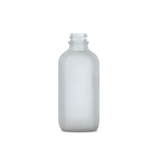 4 oz Clear Frosted Glass Boston Round Bottle 22-400 Neck Finish - Sample