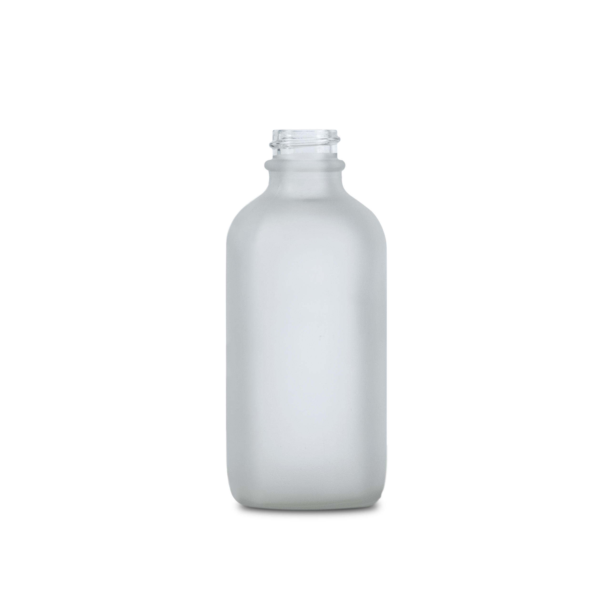 4 oz Clear Frosted Glass Boston Round Bottle 22-400 Neck Finish