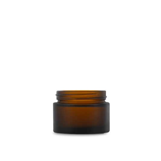 1.7 oz Amber Frosted Glass Cylinder Low-Profile Jar 53-400 Neck Finish - 24 Pack