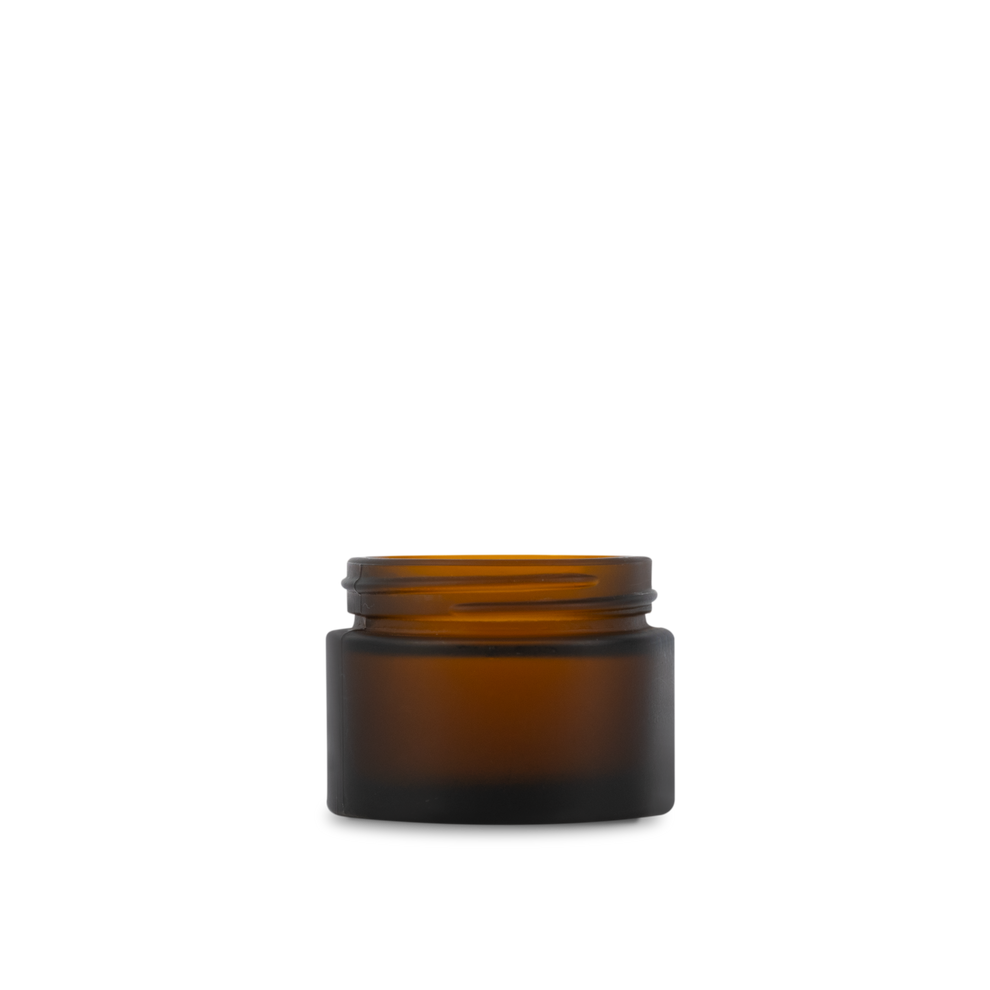 1.7 oz Amber Frosted Glass Cylinder LowProfile Jar 53400 Neck Finish