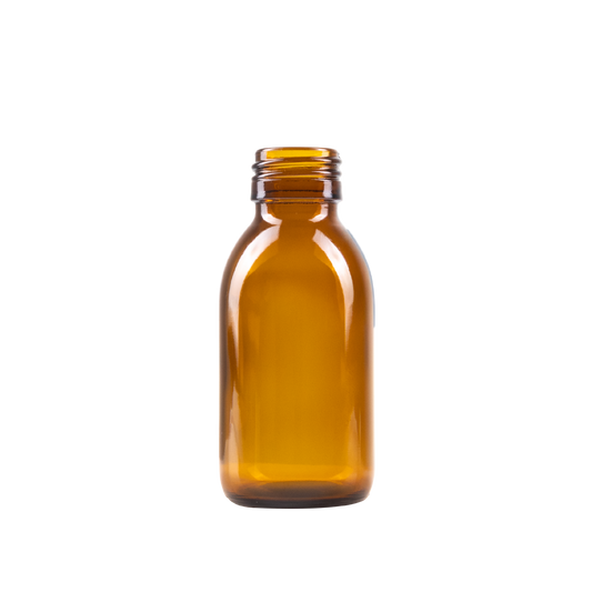 100 ml Amber Glass Syrup Bottle DIN 28 Neck Finish
