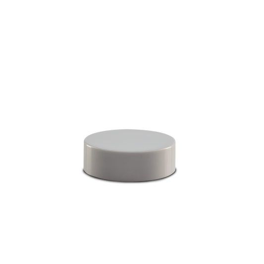 43-400 Tapa con faldón liso de PP blanco con revestimiento sensible a la presión sin imprimir 