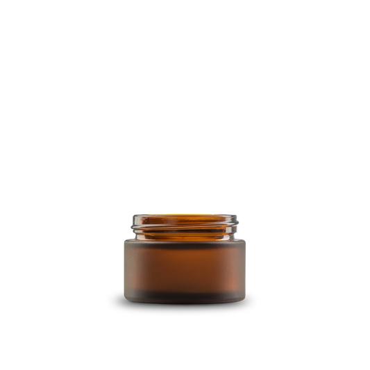 1 oz amber frosted glass jars are perfect for creams, balms, lotions and more.