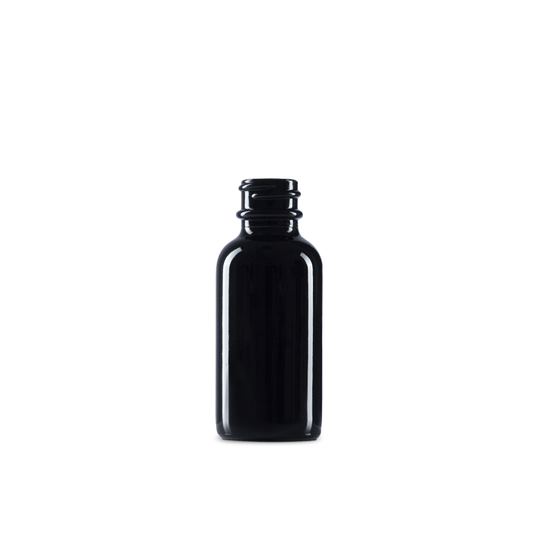 1 oz black uv glass bottle protect the product from light degradation. the cap can be tightened to ensure that the contents stay fresh.