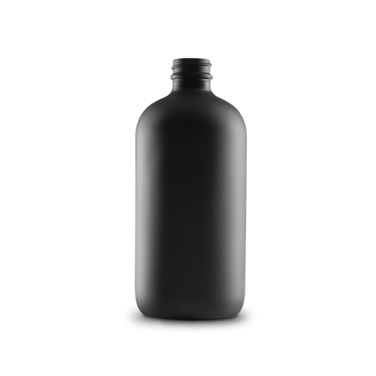 16 oz black frosted boston round glass bottle are ideal for packaging hair care products such as conditioners, shampoos and more