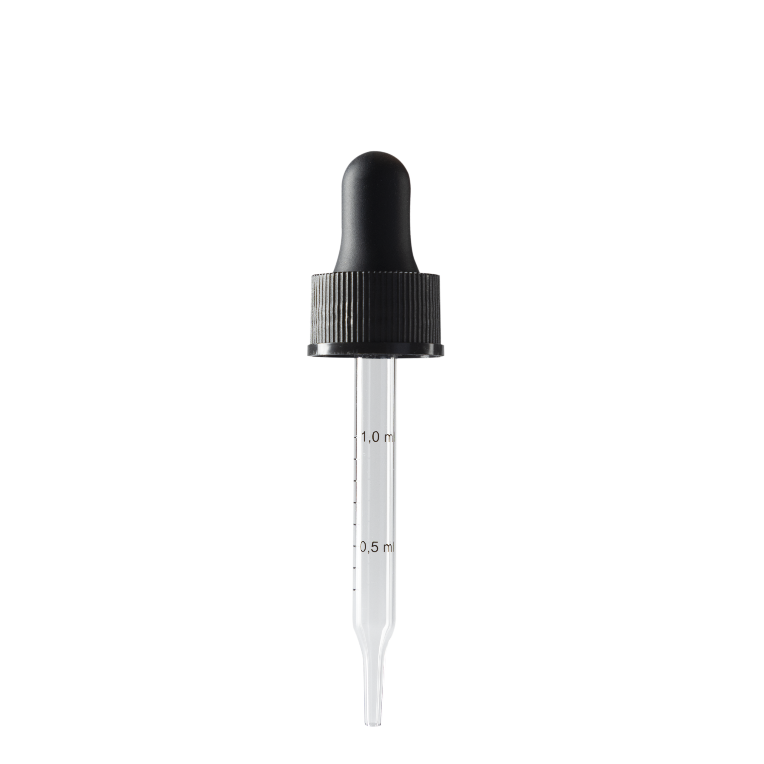 20-400 Black Dropper w/Glass Pipette 89mm | The Bottle Depot