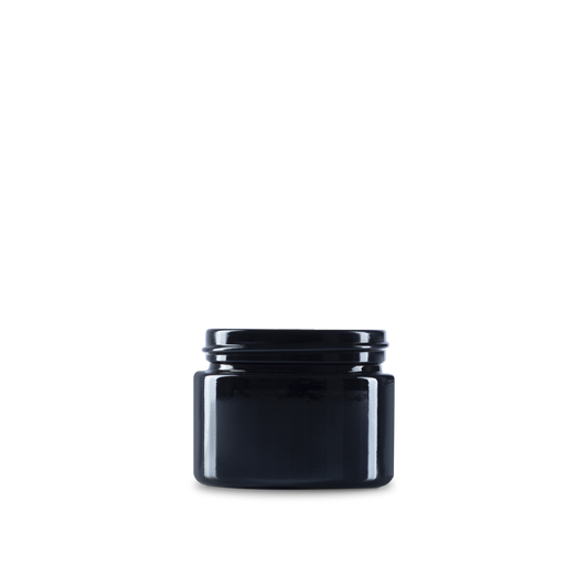2 oz black uv straight sided glass round jars are excellent for storing and displaying your herbs. 