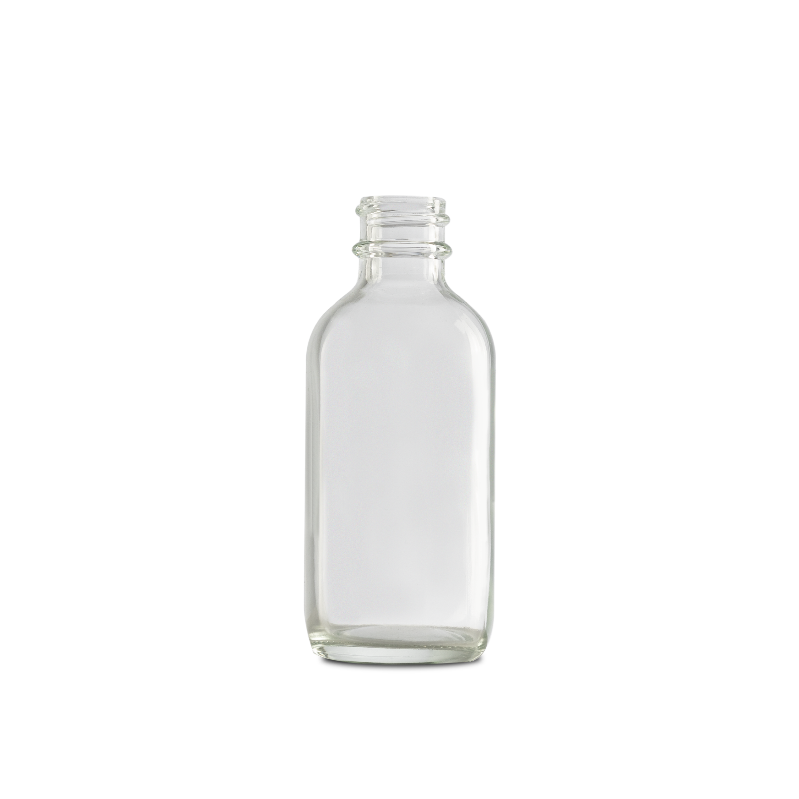 2 oz clear glass bottle is an economical option for packaging liquids. clear glass allows the consumer to see the product from all sides.