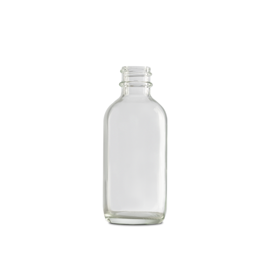 2 oz clear glass bottle is an economical option for packaging liquids. clear glass allows the consumer to see the product from all sides.